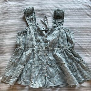 Square Neck Woven Tiered Tank Top Gingham